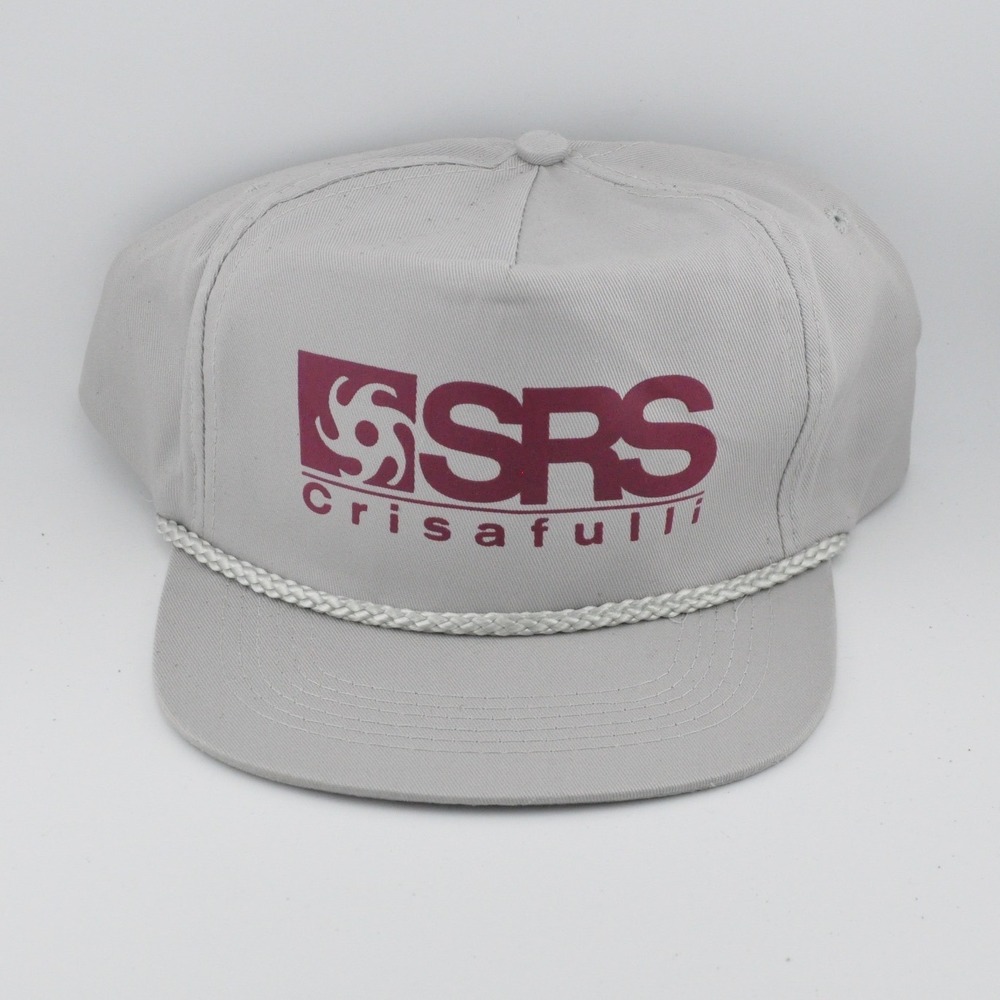 Vintage SRS Crisafulli Snapback Hat OSFA Gray Rope Detail Industrial Graphic